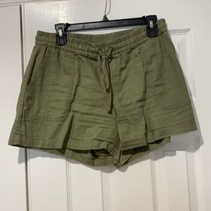Linen Blend Drawstring Shorts